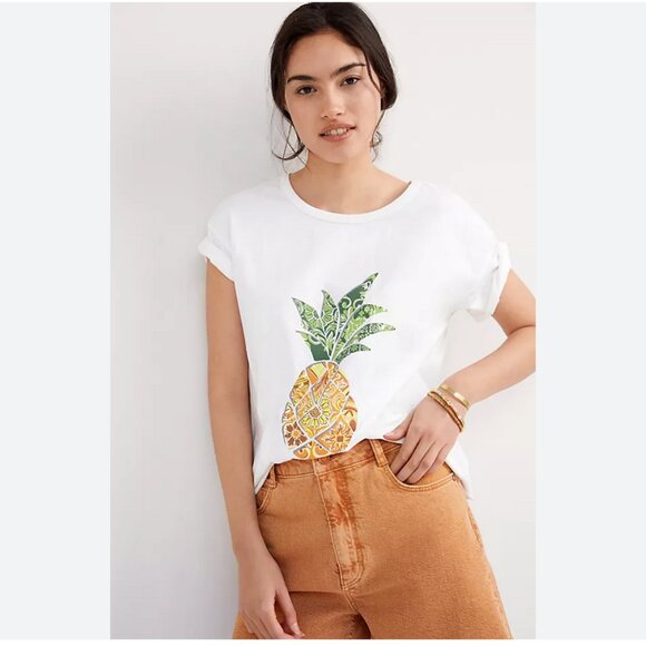 FARM RIO x ANTHROPOLOGIE 'Pineapple graphic tee' sz M - Picture 1 of 5